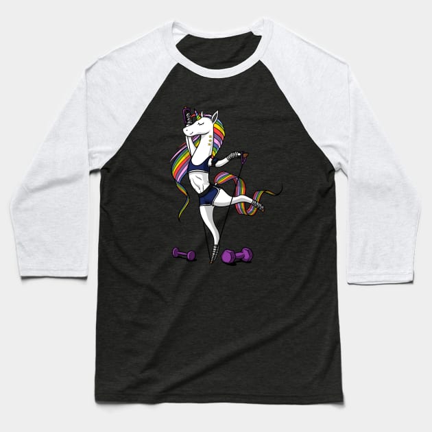 Unicorn Fitness Gym Workout Baseball T-Shirt by underheaven